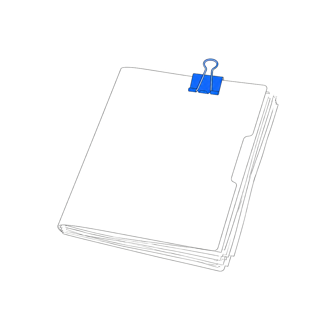 Line drawing of a folder of discharge papers held closed by a binder clip